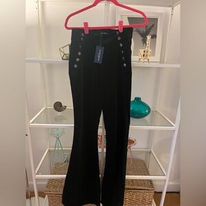 Ramy Brook Black Flare Pants with Button Detail Sailor